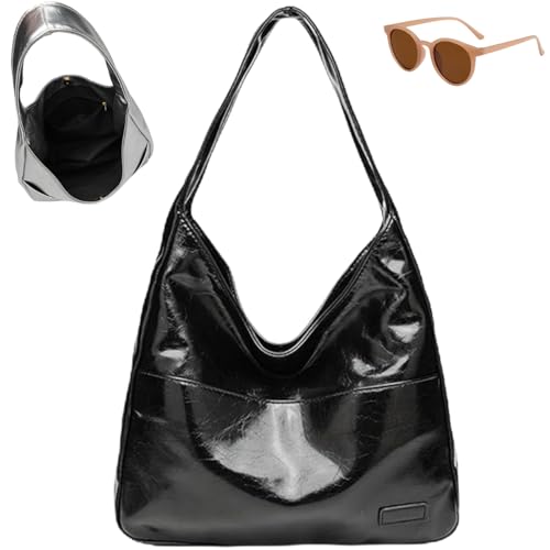 Generisch Vegan PU Leather Trendy Soft Tote Bag, Large Capacity Casual Underarm Handbag for Women, Waterproof Simple Shoulder Bag von Generisch