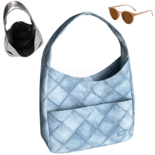 Generisch Vegan PU Leather Trendy Soft Tote Bag, Large Capacity Casual Underarm Handbag for Women, Waterproof Simple Shoulder Bag von Generisch