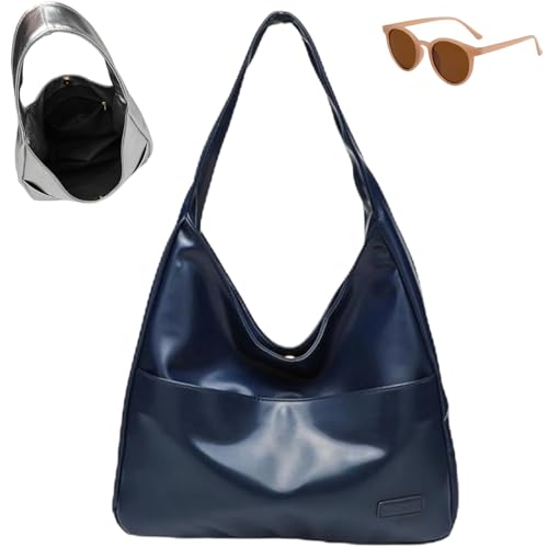 Generisch Vegan PU Leather Trendy Soft Tote Bag, Large Capacity Casual Underarm Handbag for Women, Waterproof Simple Shoulder Bag von Generisch