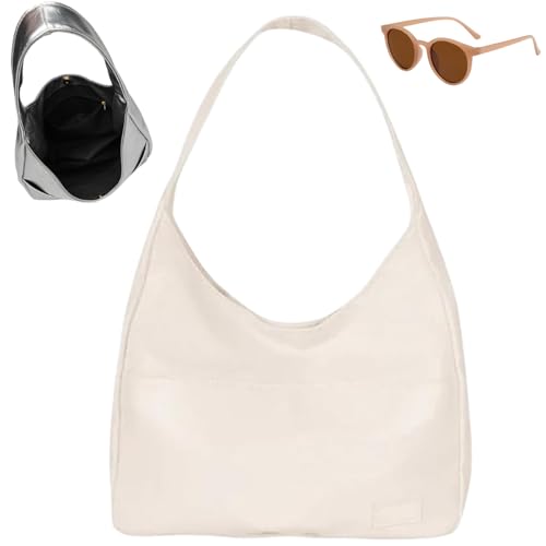 Generisch Vegan PU Leather Trendy Soft Tote Bag, Large Capacity Casual Underarm Handbag for Women, Waterproof Simple Shoulder Bag von Generisch