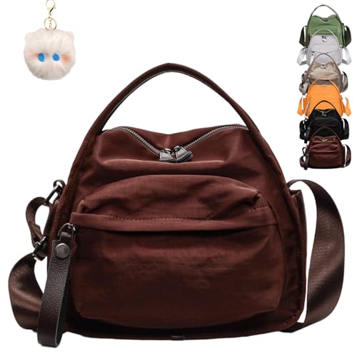 Generisch Veluna Shoulder Bag, Women Veluna Crossbody Shoulder Bag, Nylon Crescent Purse Large Capacity with Top Handle for Daily (Coffee) von Generisch