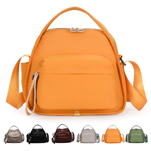 Generisch Veluna Umhängetasche, Damen, Große Kapazität, Leicht, Mit Reißverschluss, Nylon, Schulterhandtasche, Leicht Für Den Alltag (Yellow,26 * 13 * 22cm) von Generisch