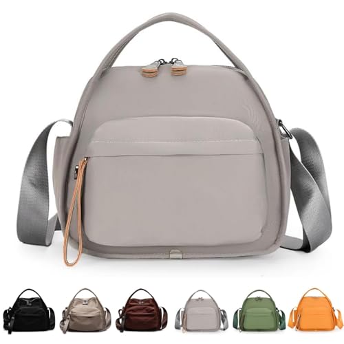 Generisch Veluna Umhängetasche für Damen, elegante, einfarbige Handtasche mit Reißverschluss und weichem Griff oben, leichtes großes Fassungsvermögen (Gray) von Generisch