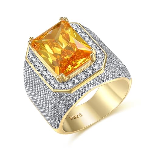 Generisch Vergoldeter Ehering für Herren mit supergroßen Zirkonia, Hip-Hop-Ringen RA408 Verete Ringe Damen (Yellow, 12号) von Generisch