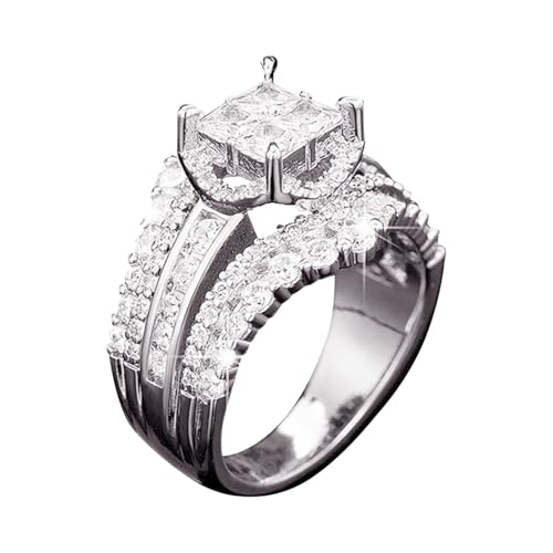 Generisch Vergoldeter quadratischer Drei in Eins Hochzeits und Verlobungsring für Frauen Halfter Ringe (Gold E) von Generisch