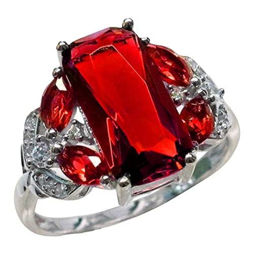 Generisch Vergoldeter roter Ehering roter Kristallring für die Braut Filigrane Ringe Set (Red, C) von Generisch