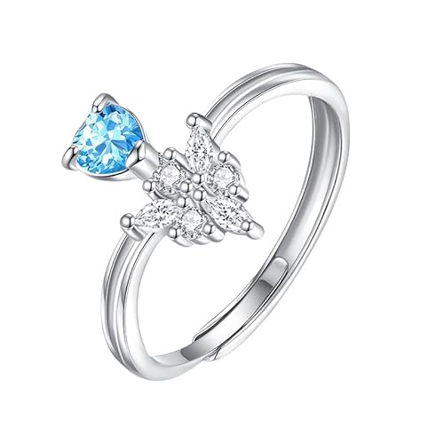 Generisch Verlobungsring Aus 925Er Sterlingsilber Für Damen, Natürlicher Herzschliff, Amethyst/Citrin/Topas/Peridot/Rubin, Verstellbar, Zirkonia, Ehering, Topas von Generisch
