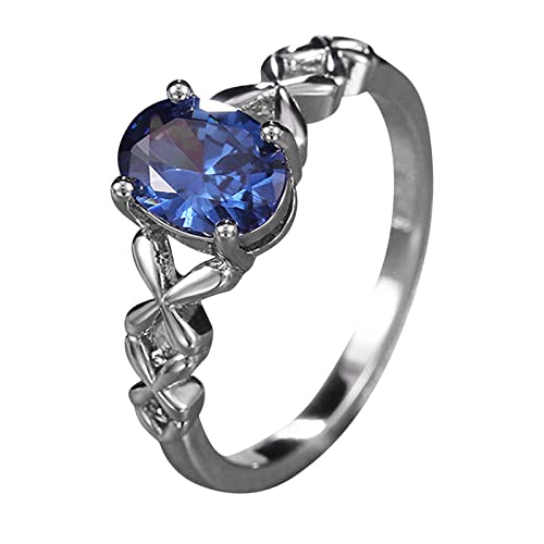 Generisch Verlobungsring Eheringe Glänzend facettierter Zirkon-Ring Ringe Mädchen Set (Blue, 10) von Generisch