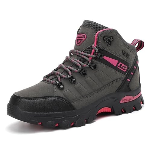 Generisch Verschleißfeste Bergsteigerschuhe Outdoor Rutschschutzschuhe Kletterschuhe Trainingsschuhe (Grau Rosenrot,37) von Generisch