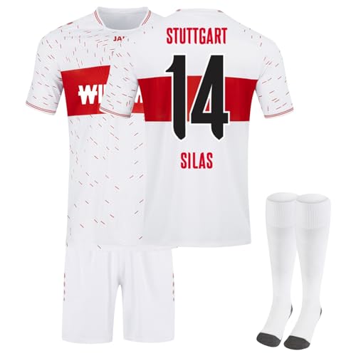 Generisch VfB Stuttgart 23/24 Hause/Auswärts Neue Fußball Trikots Shorts Socken Set für Kinder und Erwachsene, Stuttgart Trikot Fussball Jungen Herren Trainingsanzug von Generisch