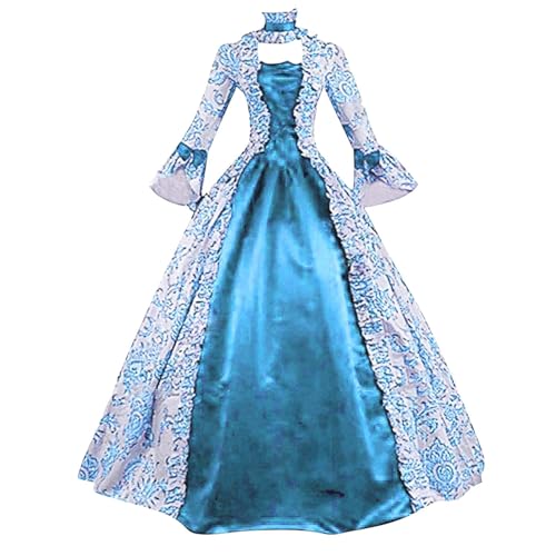 Generisch Viktorianisches Kleid Damen Rokoko Ballkleid Gothic Halloween Kostüm Mittelalter Langes Mehrlagig Spitze Vintage Prinzessin Cosplay Bodenlang von Generisch