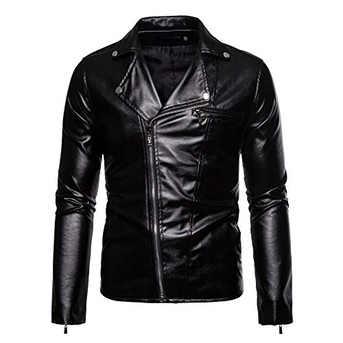 Generisch Vintage Lederjacke Herren, Kunstleder Farbvarianten Jacke Leder Biker Motorradjacke Herren Pilotenjacke Rindslederjacke Men Black Lederjacken Männer Schwarz (M, Schwarz) von Generisch