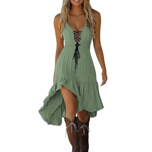 Generisch Vintage Rustikaler Stil Kleider Damen Kleider Boho Kleid Blumenmuster Kleid Frühling Blumenkleid Blumenkleid Strandkleid von Generisch