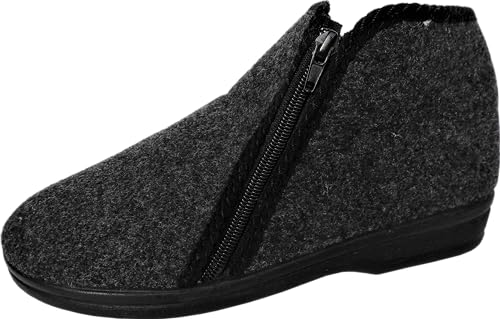 Generisch WARME Hausschuhe Stiefeletten Mokassin Gr.42-43-44-45-46 *Schurwolle + Filz * mit Reißverschluss (44) von Generisch