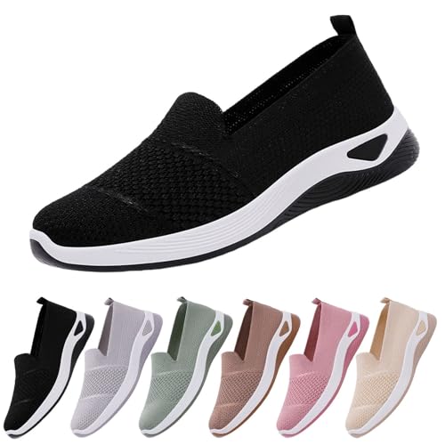 Walkingschuhe Damen Ohne SchnüRsenkel Freizeitschuhe Vermascht Orthopädische Schuhe Sneaker Sommer Atmungsaktiv Memory Schaum Krankenschwester Slipper Sportschuhe Sommerschuhe Turnschuhe von Generisch