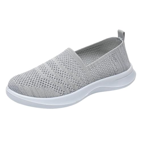 Generisch Walkingschuhe Damen Schwarz,Freizeitschuhe Damen Sneaker,Einfarbig rutschfest Plateau,Slip-On,Atmungsaktive Lässig Weichen Flach Mund Runde Schuhe,Laufschuhe von Generisch