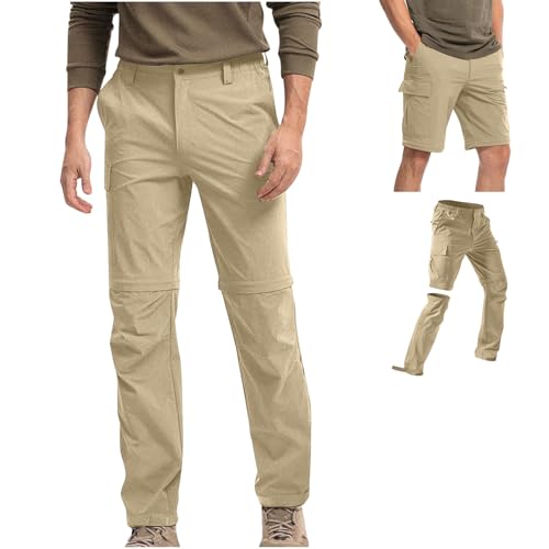 Generisch Cargohose Herren Sommer Freizeithose Straight Leg Jeans Bequeme Stoffhose Leichte Sommerhose Männer Freizeit Cargohosen Regular Fit Chino Hose Khaki M von Generisch