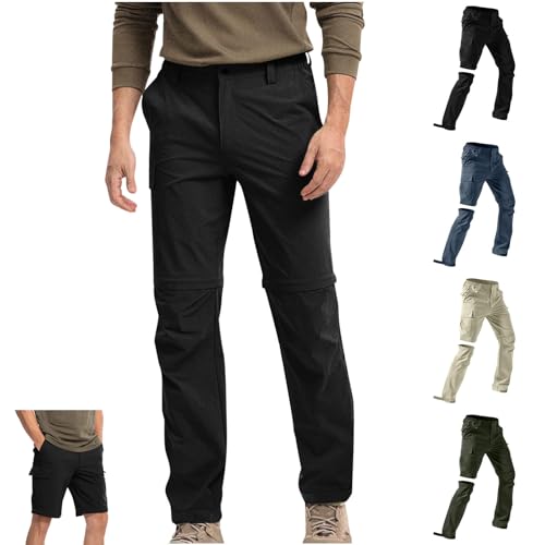 Generisch Cargohose Herren Sommer Freizeithose mit Gummizug Straight Leg Jeans Bequeme Stoffhose Leichte Sommerhose Männer Freizeit Cargohosen Regular Fit Chino Hose 01 Schwarz XL von Generisch