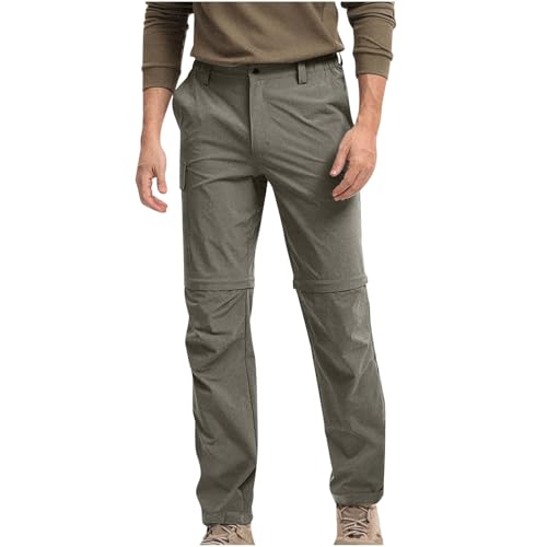 Generisch Wanderhose Herren Zip Off Wanderhose Softshellhose Abnehmbar Trekkinghose Stretch Kurz Arbeit Hosen wasserdichte Cargohose Schnell Trockend Funktionshose Atmungsaktiv Outdoorhose, Grey, M von Generisch