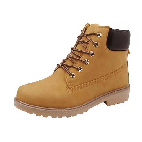 Generisch Wanderschuh Warme Schuhe Outdoor Skischuhe Verdickung Winter Stiefeletten Damen Fell Boots Keilabsatz (Yellow, 42) von Generisch