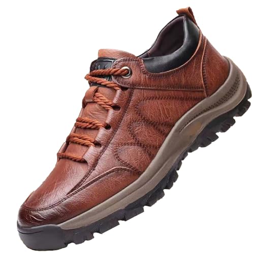 Generisch Wanderschuhe Herren Leather Outdoor Schuhe Arbeitsschuhe - GroßE GrößE rutschfeste Turnschuhe Trekkingschuhe Walkingschuhe Bequeme Flache Sneaker Freizeitschuhe Outdoorschuhe Joggingschuhe von Generisch