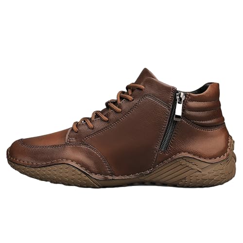 Generisch Wanderschuhe Herren Leder Zwiegenäht Sneaker rutschfest Arbeitsschuhe mit Reißverschlüsse Running Turnschuhe Verschleißfest Trekkingschuhe Modische Freizeitschuhe Walkingschuhe von Generisch