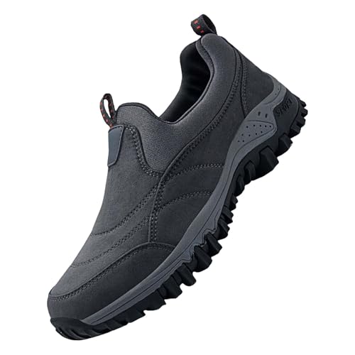 Generisch Wanderschuhe Herren Slip On, Outdoor Schuhe Herren Ohne Schnürung, Turnschuhe rutschfest Sneaker Einfarbig Trekkingshcuhe Flach Halbschuhe Weich Schlupfschuhe Orthopädische Komfortschuhe von Generisch
