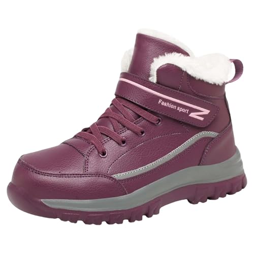 Generisch Wanderstiefel Damen Wasserdicht Leicht Wanderschuhe Outdoor Winterstiefel mit Fleecefutter Winterschuhe High Top Damenstiefel Rutschfeste Sohlen Stiefeletten Komfort-Turn Schneestiefel von Generisch