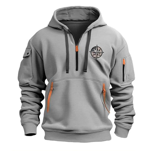 Herren Pullover Winter Oversized Dicker Baumwolle Hoody Männer, Thermo Tactical Jagd Dünner Reißverschluss Modische Zipper Outdoor Slim Fit Übergrößen Kleidung Warm Sweatshirt Jacke Herren, XXL von Generisch