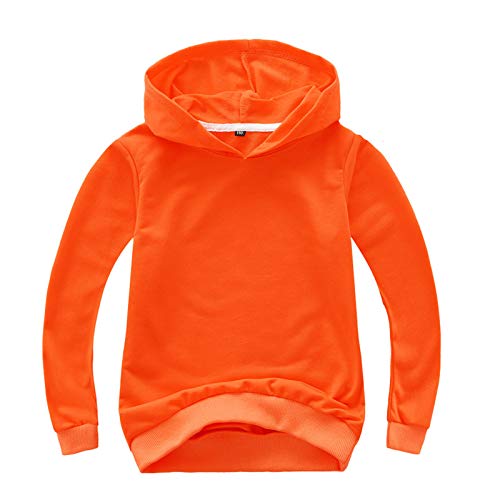 Generisch Hoodie Mädchen Kinder Kapuzenpullover Baumwolle Tops Einfarbig Sweatshirt Kleidung Bekleidung Oberteile Kleinkind Sportshirt Pullover Top Junge Long Sleeve Top Orange,100 von Generisch