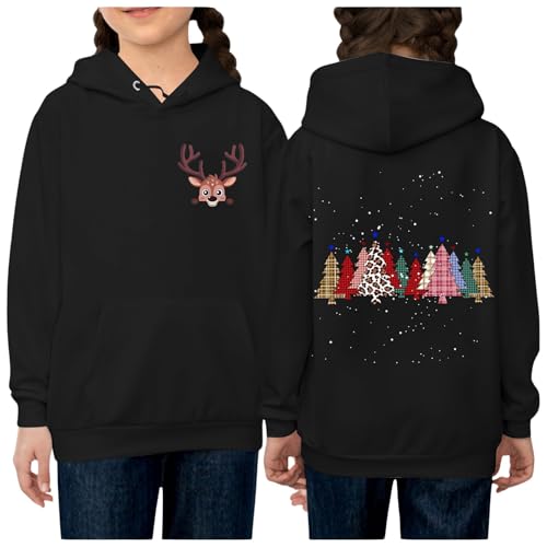 Generisch Mädchen Hoodie Weihnachtspullover Kapuzenpullover Weihnachten Pullover Sweatshirt Klamotten Modisch Kleidung Classic Regular Bekleidung Weiche Oberteile Schwarz, 9 Jahre von Generisch