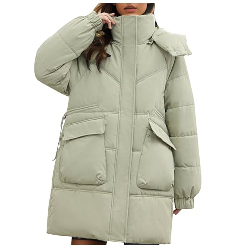 Generisch Warehouse Deal Retourenware Winterjacke Damen Warm Lang Steppmantel Winter Mantel Steppjacke Parka Mit Kapuze Outdoorjacke Wintermantel Übergangsjacke Elegante Black Friday Angebote von Generisch