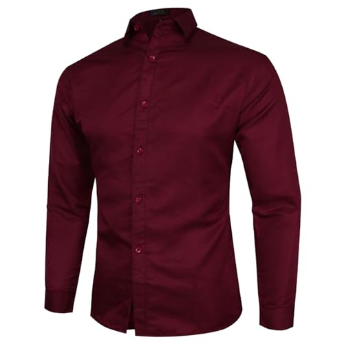 Generisch Warehouse Deal retourenware, Hemd Herren Businesshemden Stretch Freizeithemden Langarm Anzug Hemd Bügelfrei Regular Fit Hochzeit Hemd mit Tasche, blitzangebote von Generisch