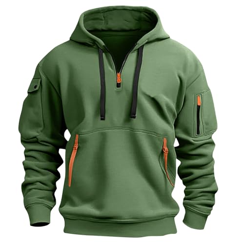 Pullover Herren Tactical Gym Reißverschluss Übergröße Slim Fit Dünner Modische Warmer Weihnachts Dicker Activewear für Basic für Armee Sweatshirt Ohne Kapuze, Oversized Zip Hoodie Herren, L von Generisch