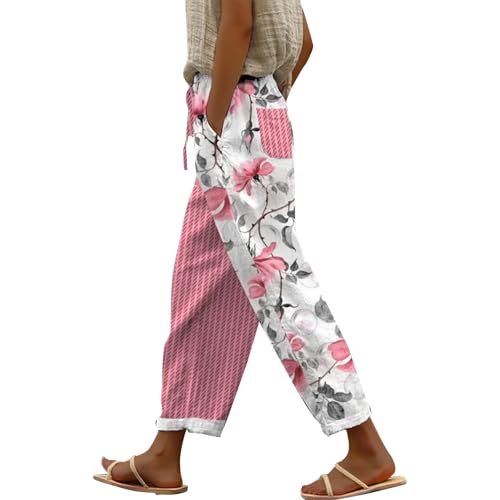 Generisch Warehouse-Deals Damen Cargohosen Sale 7/8 Hose Damen Sommer Leicht Capri Leinenhose Sommerhose Baumwolle Leinen Stoffhose Lockere Strandhose Freizeithose Warehouse Deals von Generisch