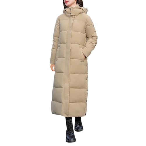 Generisch Warme Daunenmantel Daunenjacke Damen Elegant Verdickt Steppjacke mit Kapuze Puffer Winterjacke Weiche Wintermantel Lang Outdoor Mantel Leichte Casual Kuschelig Steppmantel von Generisch