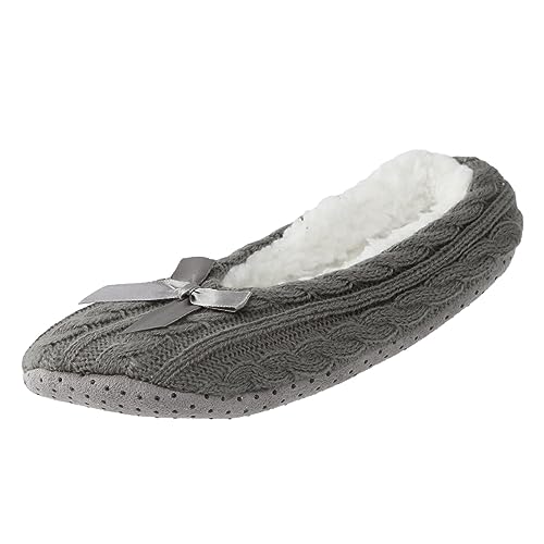 Generisch Warme Hausschuhe Damen-Schuhe für Zuhause, warme Bodensocken, Woll-Innensocken und Samt-Baumwoll-Hausschuhe Orthopädische Schuhe Damen Breit (Grey, 37) von Generisch