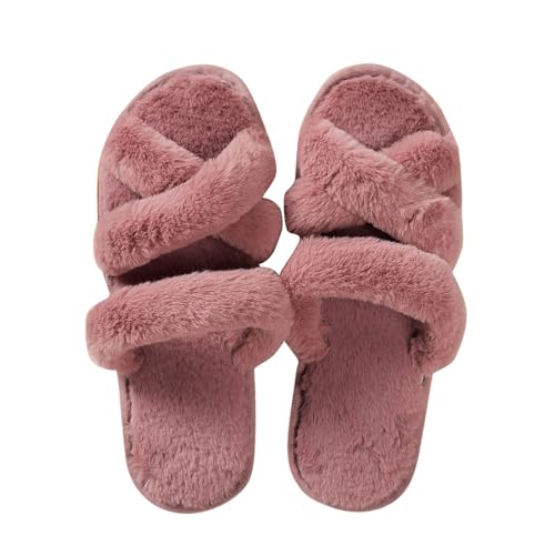 Generisch Warme Hausschuhe Damen und Winter Mode Open Toe Baumwolle Hausschuhe Bequeme Hausschuhe für Hause Schuhe Damen Mokassin Rot (41) von Generisch