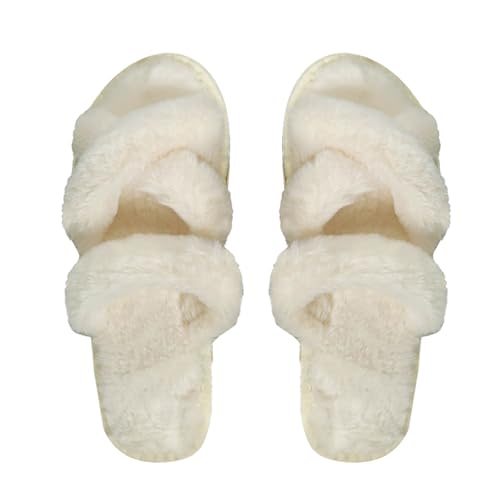 Generisch Warme Hausschuhe Damen und Winter Mode Open Toe Baumwolle Hausschuhe Bequeme Hausschuhe für Hause Schuhe Damen Mokassin Rot (White, 41) von Generisch