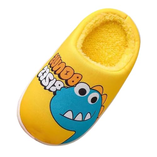 Generisch Warme Hausschuhe Kinder Schuhe Weiche Baumwolle Hausschuhe Mode Niedlichen Cartoon Dinosaurier Hause Warme Baumwolle Hausschuhe Hausschlappen Flauschig (Yellow, 27 Toddler) von Generisch