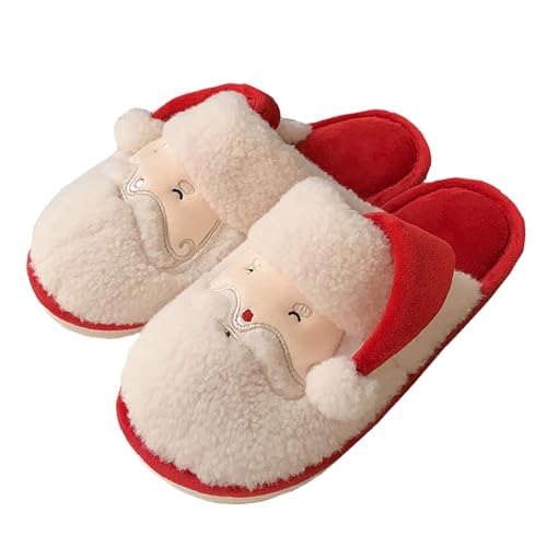 Generisch Warme Hausschuhe Paare Winter Santa Hause Warme Hausschuhe Mode Casual Weihnachten Slipper Damen Schuhe Mit Glitzer (Red, 43) von Generisch
