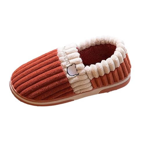 Generisch Warme Hausschuhe Winter-Hausschuhe aus Baumwolle für Herren und Damen mit Dicker Sohle, rutschfest, gepolstert, warm, aus Baumwolle Retro Schuhe Damen Blau (Brick Red, 39) von Generisch