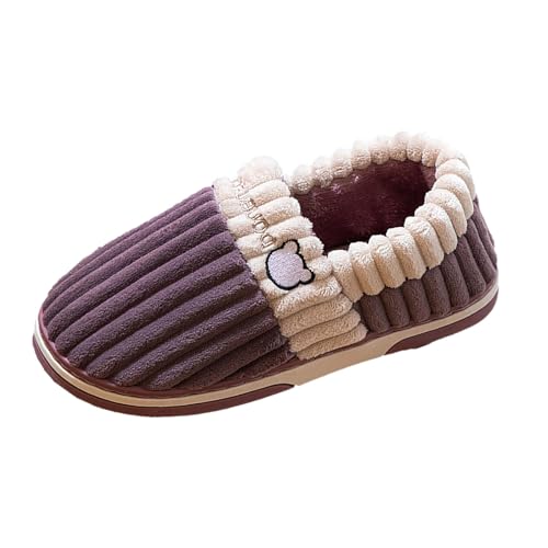 Generisch Warme Hausschuhe Winter-Hausschuhe aus Baumwolle für Herren und Damen mit Dicker Sohle, rutschfest, gepolstert, warm, aus Baumwolle Retro Schuhe Damen Blau (Purple, 39) von Generisch