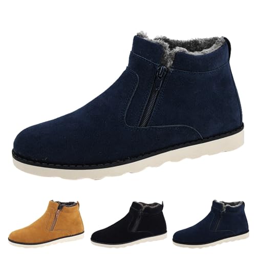 Generisch Wasserdicht Winterstiefel Für Herren, Winterschuhe Herren Gefütterte Mit Seitlicher Reißverschluss, Atmungsaktiv Freizeitschuhe Bequeme Winterboots Warm Schneeschuhe Schlupfstiefel von Generisch