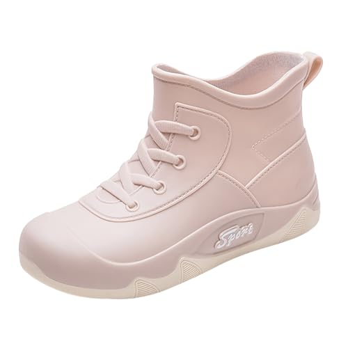 Generisch Wasserdichte Leichte Schuhe Damen Regenschuhe Damen Regen Outdoor Retro-Stil Weitschaft Weiche Fussbett Einfarbig Stiefeletten Leichte Weit Halbhoch Kurzschaft Wasserdichte Regenschuhe von Generisch