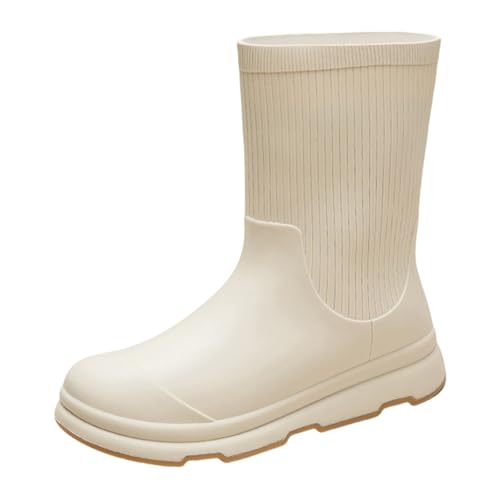 Generisch Wasserdichte Schuhe Damen On Damen Gummistiefel Kurz Wasserdicht Retro-Stil Weitschaft Weiche Fussbett Einfarbig Stiefeletten Mode Weit Halbhoch Kurzschaft Regenschuhe Bequem von Generisch