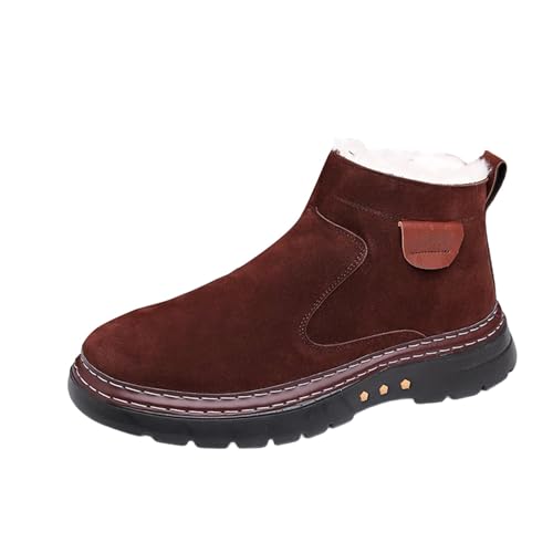 Generisch Wasserdichte Stiefeletten Herren Schneeschuhe Rutschfeste Winterboots Fleecefutter Winterschuhe Kunstleder Thermoschuhe Freizeit Outdoorschuhe Leicht Schlupfstiefel Komfort Walkingschuhe von Generisch