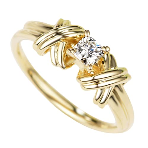 Generisch Wedding Jewellery der Strass-Ring kreuzt, elegante Geometrie-Strass-Ring, voller -Ringe für Frauen, Größe 5 10 Bettbezug Der Ringe (Gold, 9) von Generisch