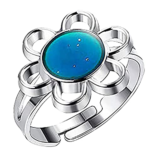 Weibliche Runde Liebe Emotion Gefühl Veränderbarer Ring Temperaturkontrolle Edelsteine ​​Farbwechsel Ringe Für Frauen Stimmungsring ändern von Generisch