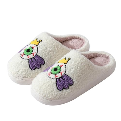 Generisch Weihnachten Hausschuhe Damen Winter Warme Plüsch Pantoletten Flauschig Pantoffeln Niedliche Cartoon Hauspantoffeln Winter Kuschelige Mädchen Frauen Silent Cotton Schuhe mit weicher Sohle von Generisch